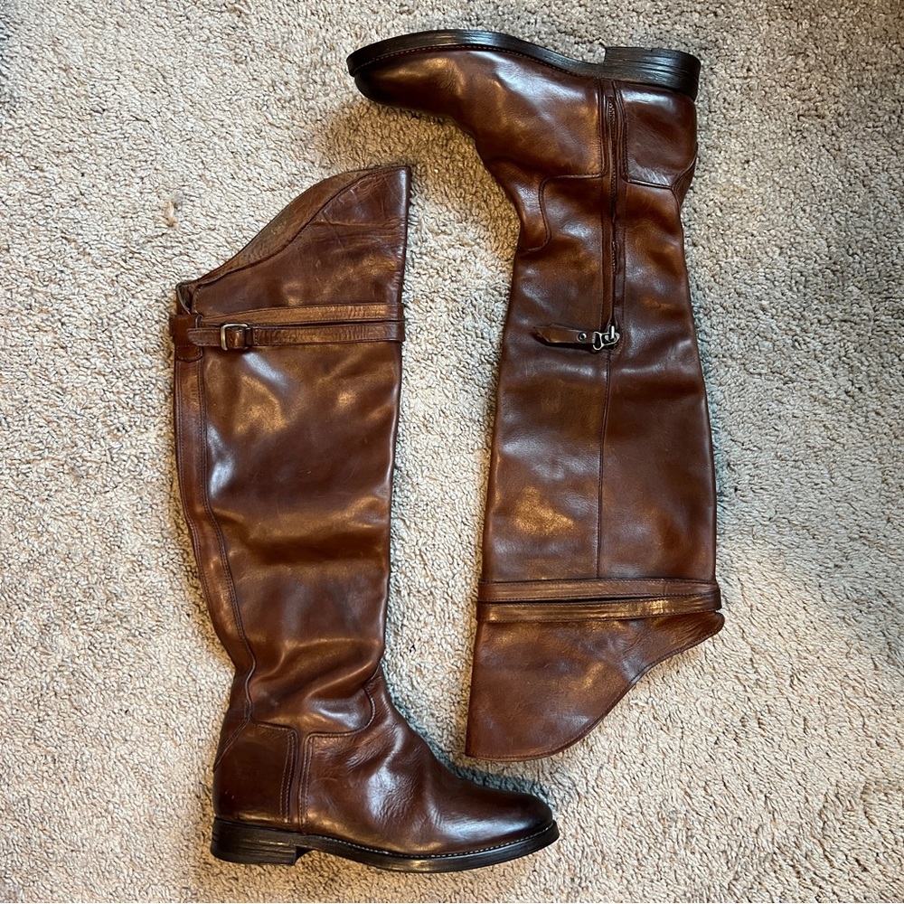 n.d.c. Brown Leather Tall Buckle Riding Boots size 37